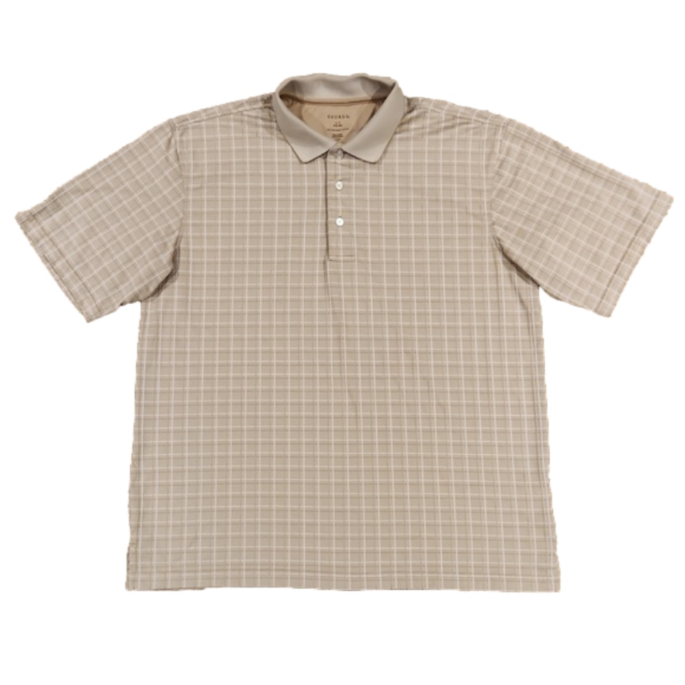 3/$20 George Tan & White Square Design Polo Shirt